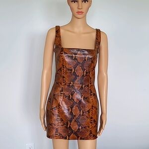Gauge81 Women's Snake Skin Mini Kaoma Dress Size S Brown And Black Vegan Leather